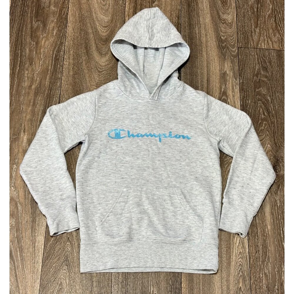 Champion Youth Girl's Fleece Glitter Polka Dot Hoodie Size 8 Gray
